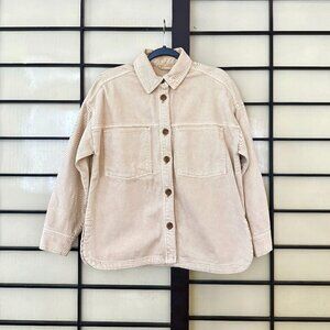 Oversized Khaki Shirt Jacket in 'Birch Beige'